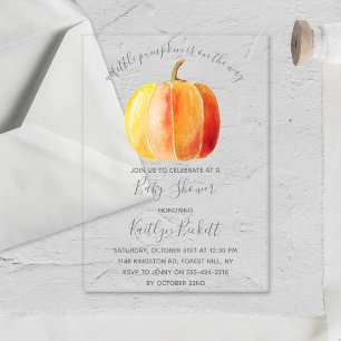 Invitations En Acrylique Petit Baby shower Citrouille
