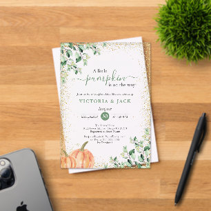 Invitations En Acrylique Petit Baby shower Citrouille Gold Fall