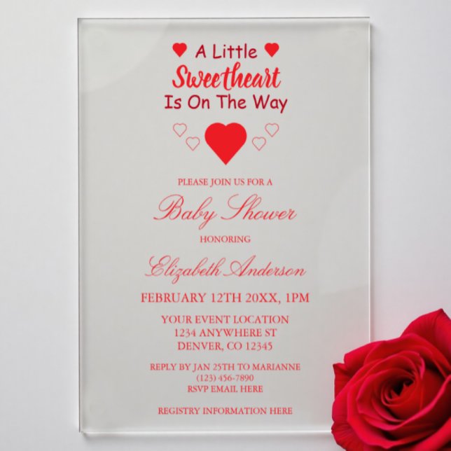 Invitations En Acrylique Petit Baby shower de coeur (Créateur téléchargé)