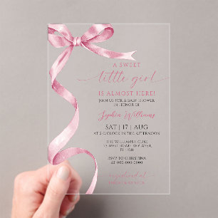 Invitations En Acrylique Petit Baby shower de fille à la poitrine rose