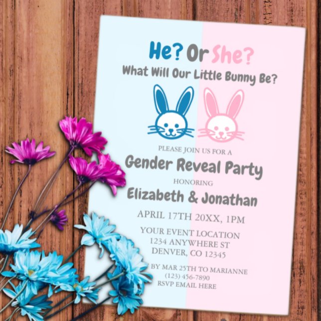 Invitations En Acrylique Petit Bunny Gender Reveal (Créateur téléchargé)