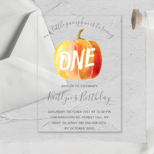 Invitations En Acrylique Petit Citrouille 1er anniversaire