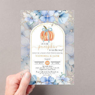 Invitations En Acrylique Petit Citrouille Blue Floral Garden Baby shower d'