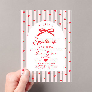 Invitations En Acrylique Petit coeur enrubanné Saint-Valentin Baby Shower
