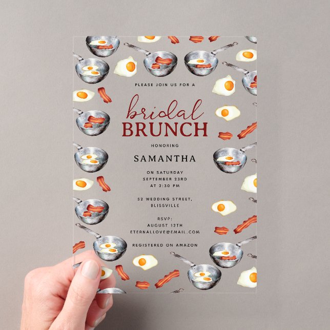 Invitations En Acrylique Petit déjeuner Bacon & Œufs Brunch Enterrement de  (In situ (ordinateur de poche))