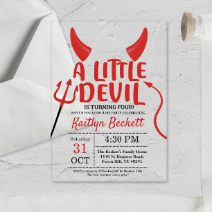 Invitations En Acrylique Petit Diable Anniversaire Halloween Tout Âge
