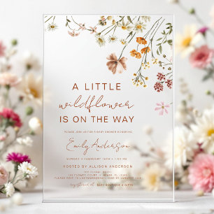 Invitations En Acrylique Petit Fleur sauvage sur le chemin Baby shower