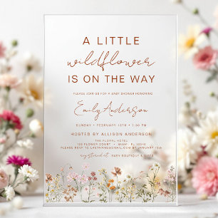 Invitations En Acrylique Petit Fleur sauvage sur le chemin Baby shower