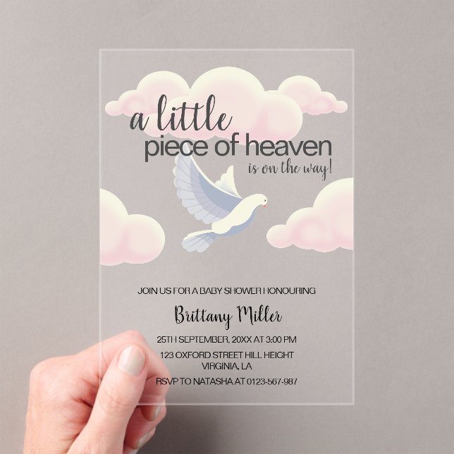 Invitations En Acrylique Petit morceau de ciel nuages Baby shower de colomb (In situ (ordinateur de poche))