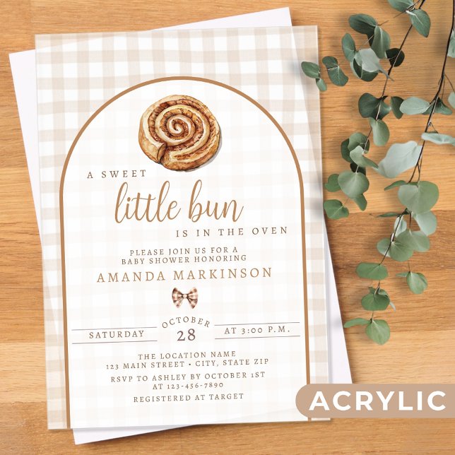 Invitations En Acrylique Petit petit pain sucré dans le Baby shower Neutre  (Créateur téléchargé)