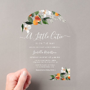 Invitations En Acrylique PETITE COQUINE oranges citriques baby shower