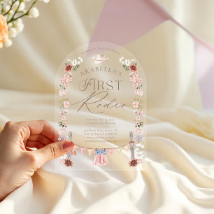 Invitations En Acrylique Petite Cowgirl du Far West Premier Rodéo 1er Anniv