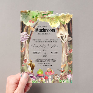 Invitations En Acrylique Petite forêt de champignons automne Baby Shower
