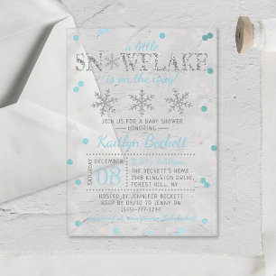 Invitations En Acrylique Petits Flocons de Neige Baby Shower d'Hiver