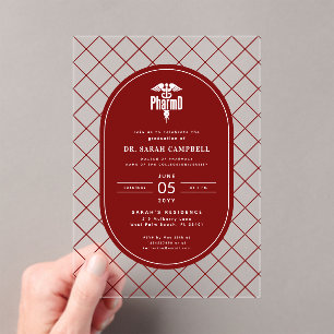 Invitations En Acrylique PharmD Docteur en pharmacie Motif de vérification