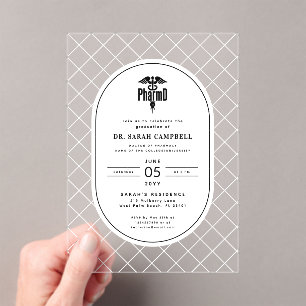 Invitations En Acrylique PharmD Docteur en pharmacie Motif de vérification