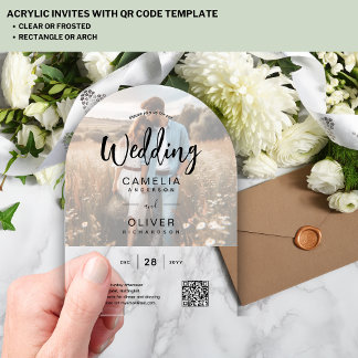 Invitations En Acrylique PHOTO ACRYLIC MARIAGE QR Code RSVP OVERLAY