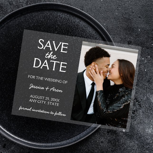 Invitations En Acrylique Photo Chic Enregistrer La Date Élégante Carte Mode (Chic Photo Save The Date Elegant Modern Card Acrylic Invitations)