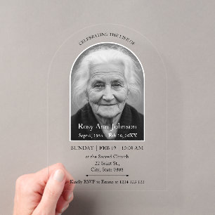 Invitations En Acrylique Photo de funérailles mémorial personnalisé