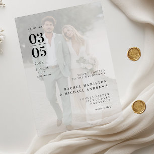 Invitations En Acrylique Photo de mariage tendance gras