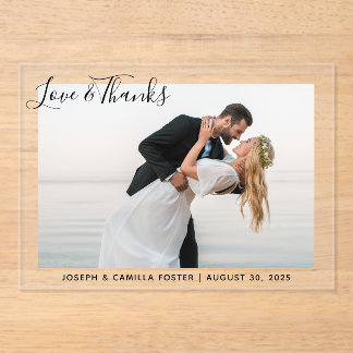 Invitations En Acrylique Photo de mariage Whimsy Love et Thanks