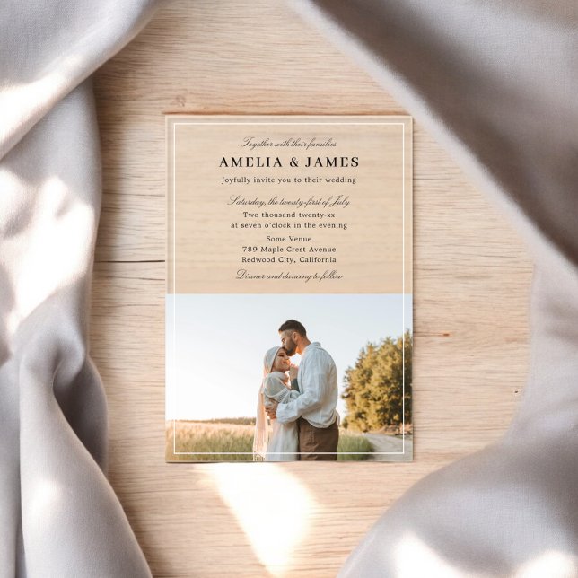 Invitations En Acrylique Photo Elegant Mariage de calligraphie (Créateur téléchargé)