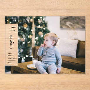 Invitations En Acrylique Photo esthétique minimaliste de Noël familial