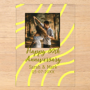 Invitations En Acrylique Photo jaune doré 30e anniversaire de mariage nom 