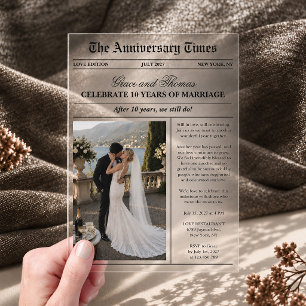 Invitations En Acrylique Photo Journal Anniversaire Mariage