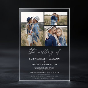Invitations En Acrylique Photo minimaliste Élégant Mariage moderne 3 Photo