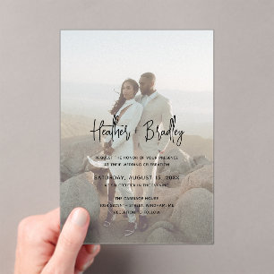 Invitations En Acrylique Photo minimaliste Mariage moderne