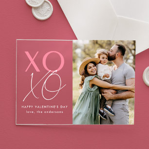 Invitations En Acrylique Photo moderne XOXO rose pour la Saint-Valentin