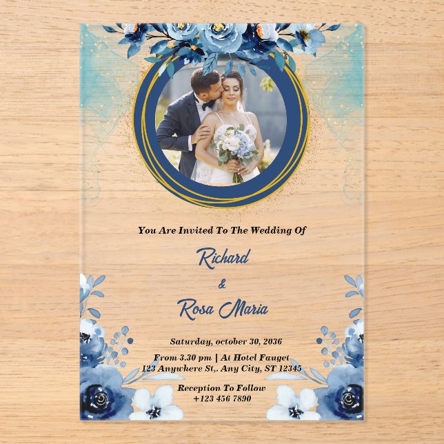 Invitations En Acrylique Photo personnalisée Acrylique mariage invitations (Recto)