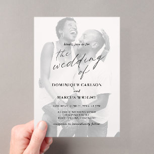 Invitations En Acrylique Photographie de calligraphie élégante pour mariage