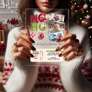 Invitations En Acrylique Photos de famille amusants de fête de Noël rétro H