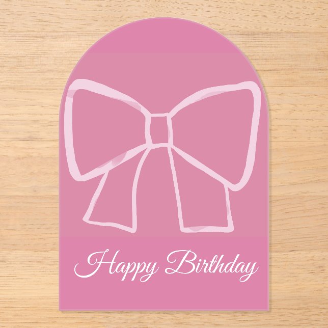 Invitations En Acrylique Pink Bow Joyeux anniversaire - (Recto)
