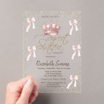 Invitations En Acrylique Pink Bow Royal Crow Confetti Sweet 16<br><div class="desc">Royal crown,  confetti,  and pink bow on a transparent background.</div>