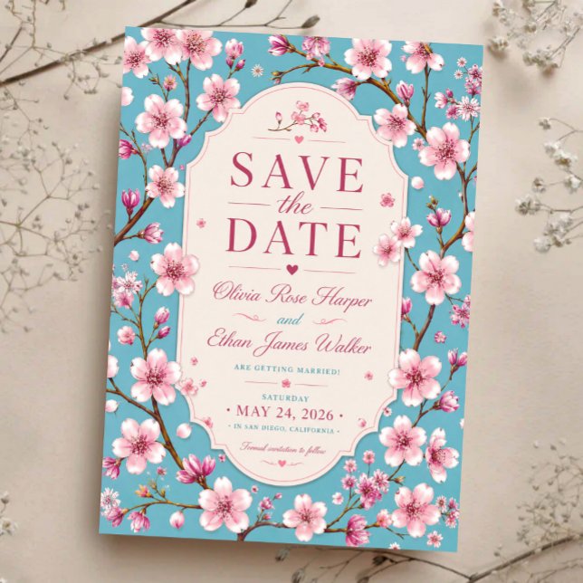 Invitations En Acrylique Pink Cherry Blossom Romantic Spring Elegant Sakura (Créateur téléchargé)