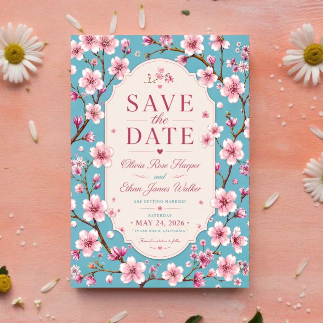 Invitations En Acrylique Pink Cherry Blossom Romantic Spring Elegant Sakura (Créateur téléchargé)