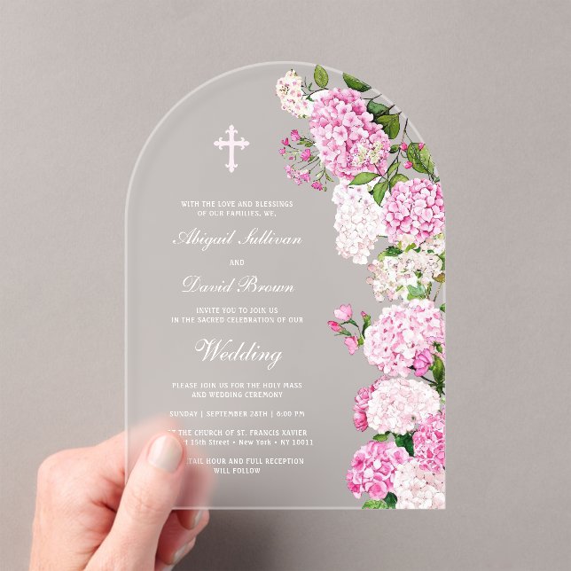 Invitations En Acrylique Pink Hydrangea Arch Wedding (In situ (ordinateur de poche))
