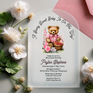 Invitations En Acrylique Pique-nique Ourson Délicieux Baby Shower