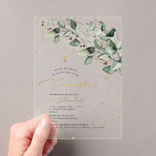 Invitations En Acrylique PixDezines H2 Eucalyptus Gomme Rustique de Confirm (In situ (ordinateur de poche))