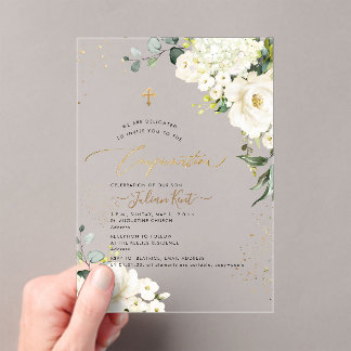Invitations En Acrylique PixDezines H2 Roses Hydrangeas Albâtre