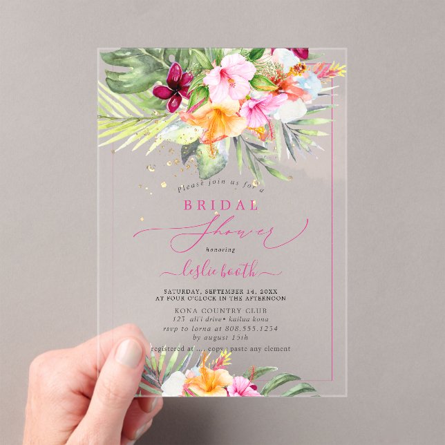 Invitations En Acrylique PixDezines H2 Tropical Paradise Bridal Shower (In situ (ordinateur de poche))