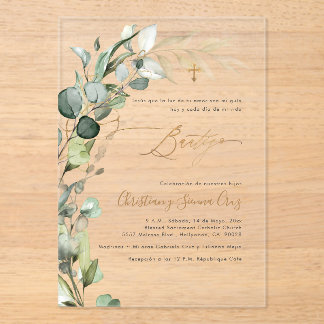 Invitations En Acrylique PixDezines H2 Verdure Gomme Baptême