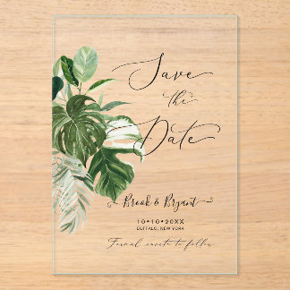 Invitations En Acrylique PixDezines Variegated Monstera n Tropical Foliage