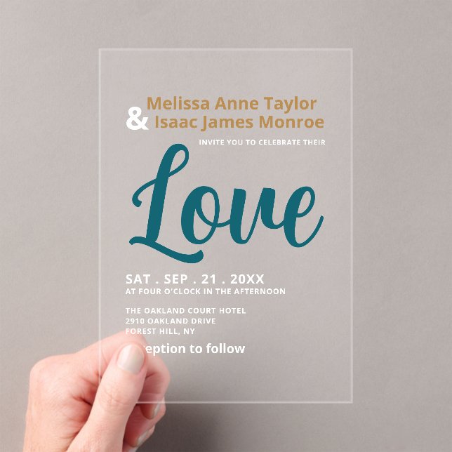 Invitations En Acrylique Plage de couleur mer bleue Mariage (In situ (ordinateur de poche))