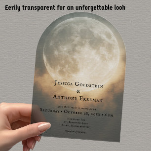Invitations En Acrylique Pleine lune sombre gothique Arc Mariage transparen