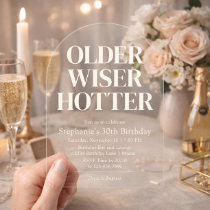 Invitations En Acrylique Plus âgée Plus sage Plus sexy Élégante Ivoire Auda