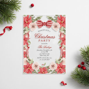 Invitations En Acrylique Poinsettia Floral Élégant pour Fête de Noël avec R